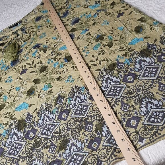 Evans Green and Blue Print Flowy Shirt with Tassels NWOT - Picture 9 of 11